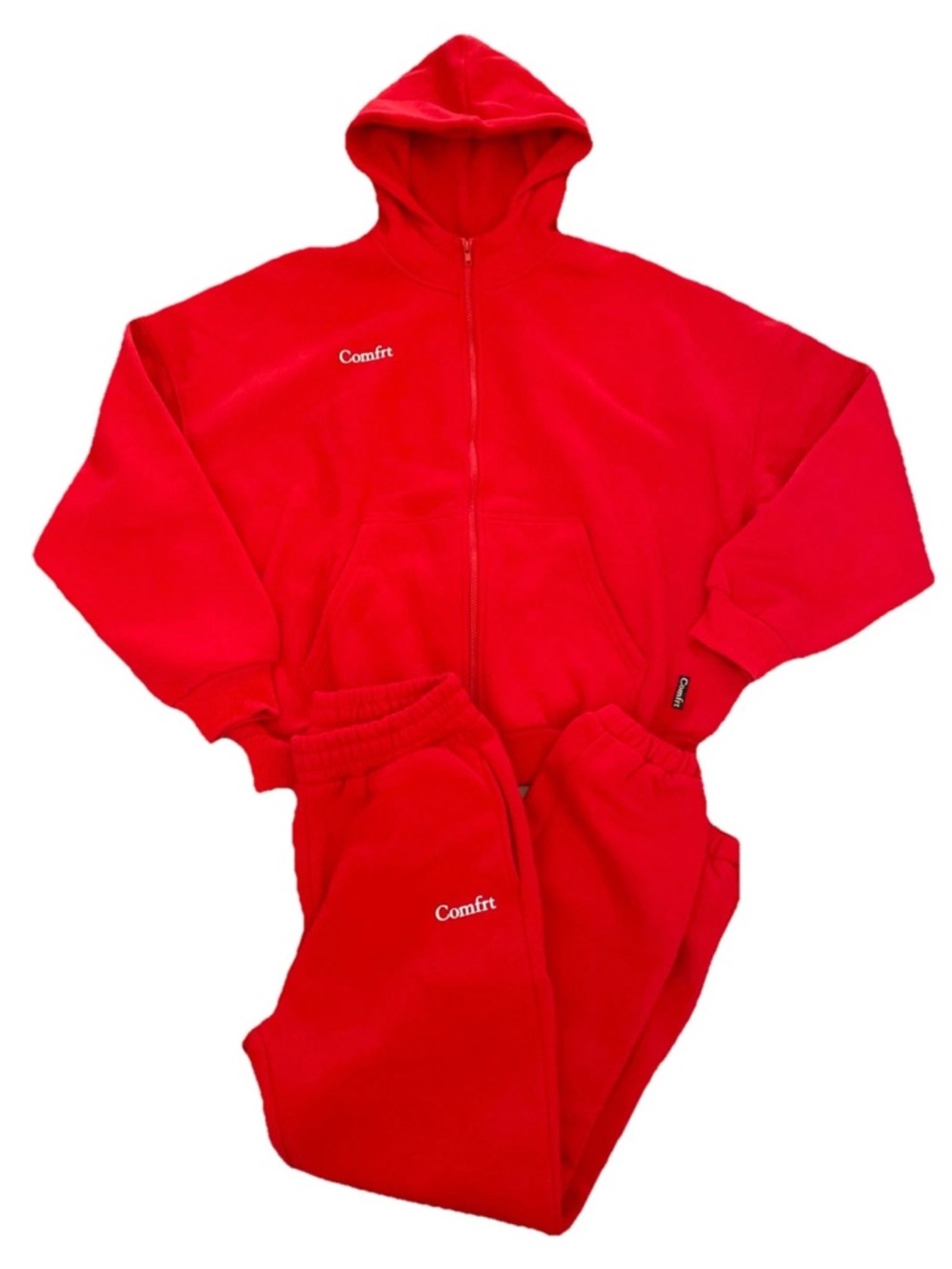 Comfrt Oversize Coordinate Hoodie Sweatpant Bundle Women Men Unisex Small Red